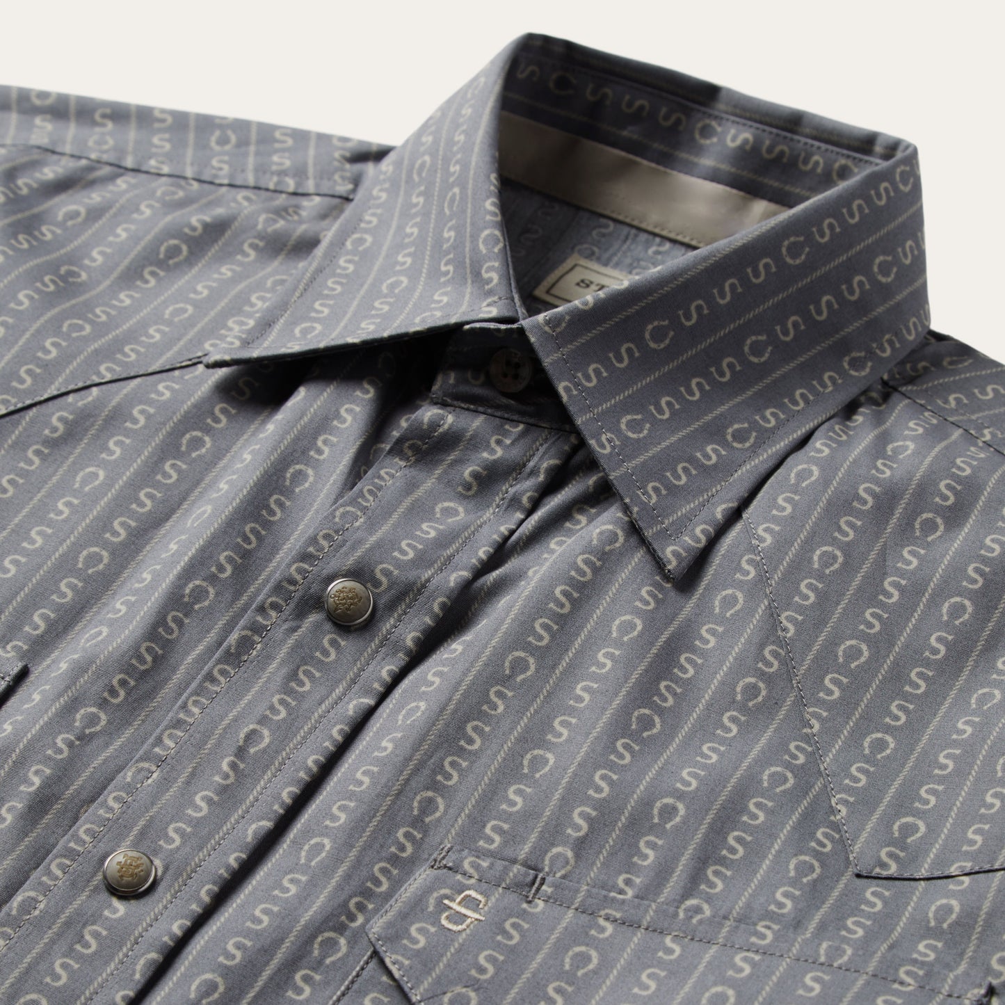 Horseshoe Stripe Print Shirt | Stetson Grey