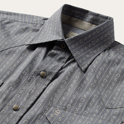 Horseshoe Stripe Print Shirt | Stetson Grey