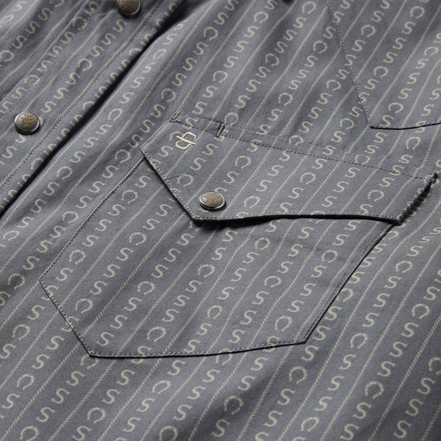 Horseshoe Stripe Print Shirt | Stetson Grey