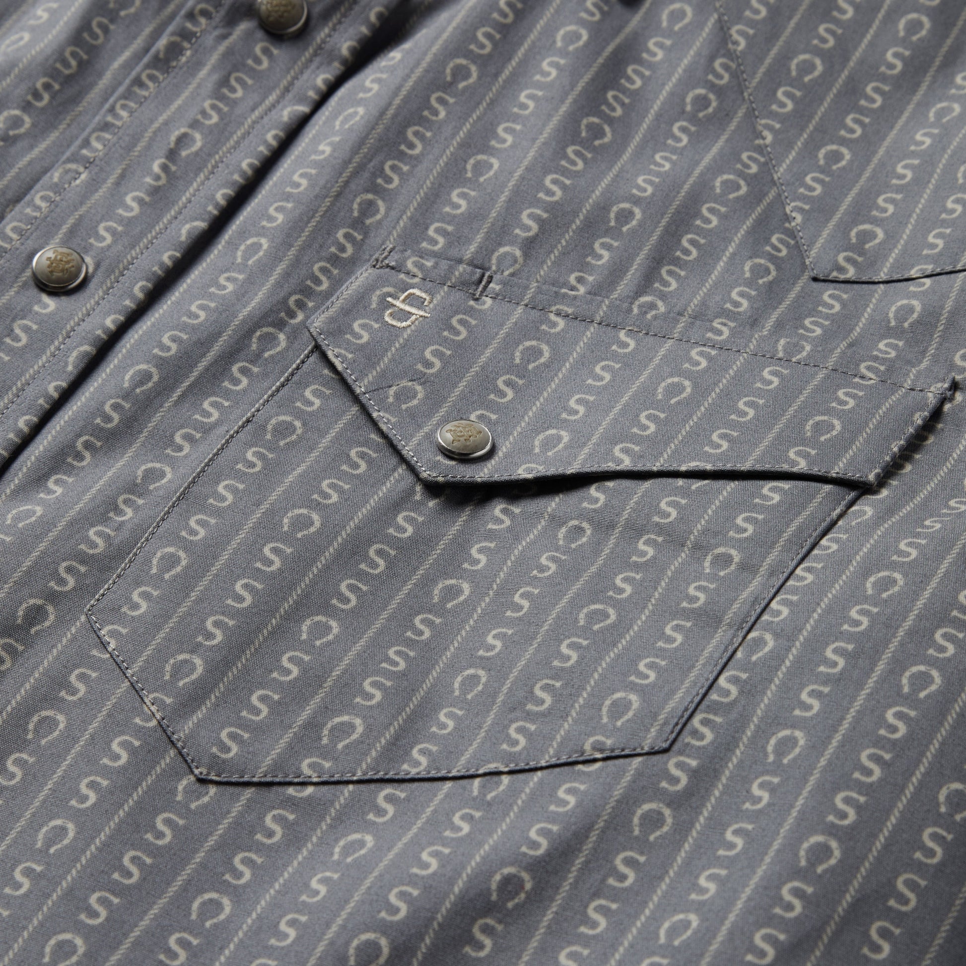 Horseshoe Stripe Print Shirt | Stetson Grey