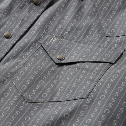 Horseshoe Stripe Print Shirt | Stetson Grey