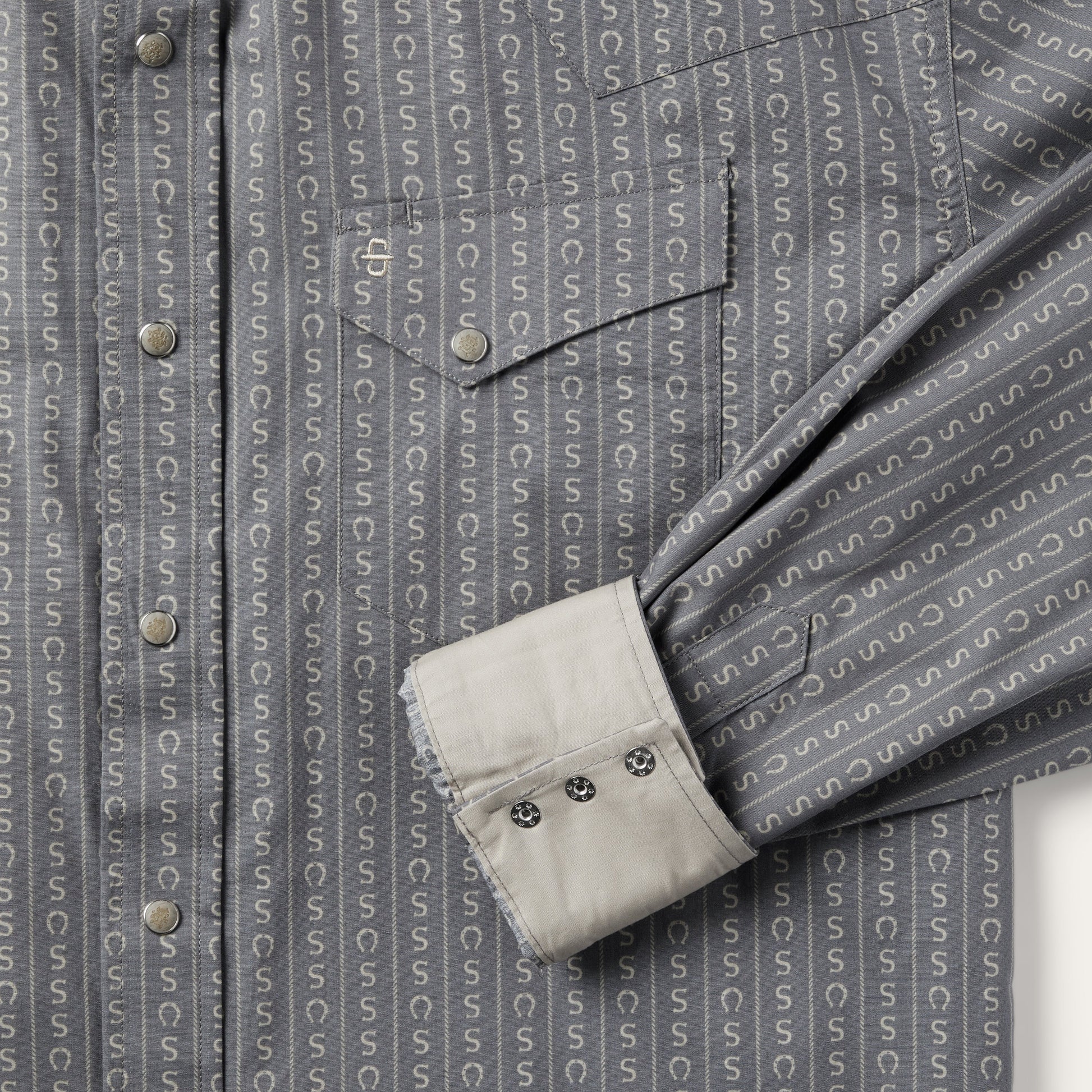 Horseshoe Stripe Print Shirt | Stetson Grey