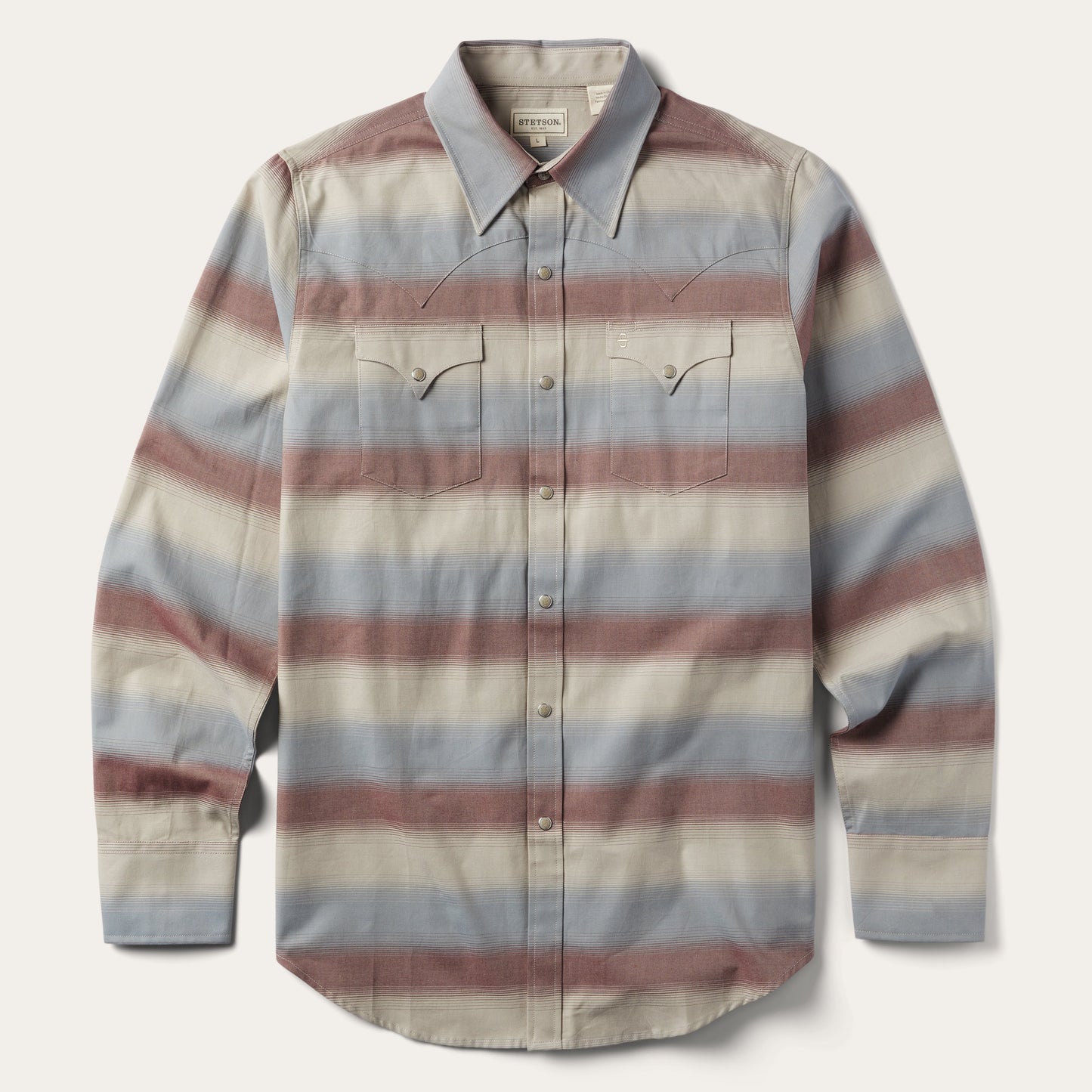 Ombre Stripe Twill Shirt | Stetson Wine