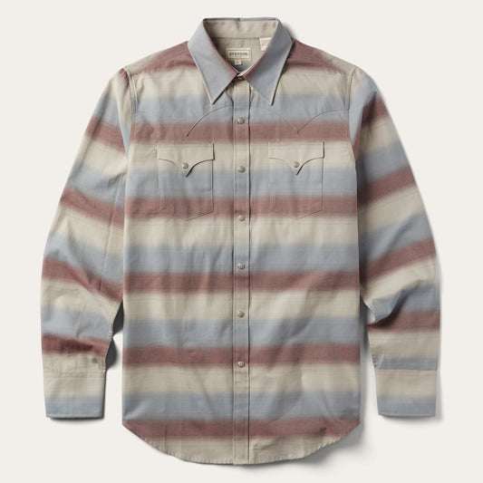 Ombre Stripe Twill Shirt | Stetson Wine