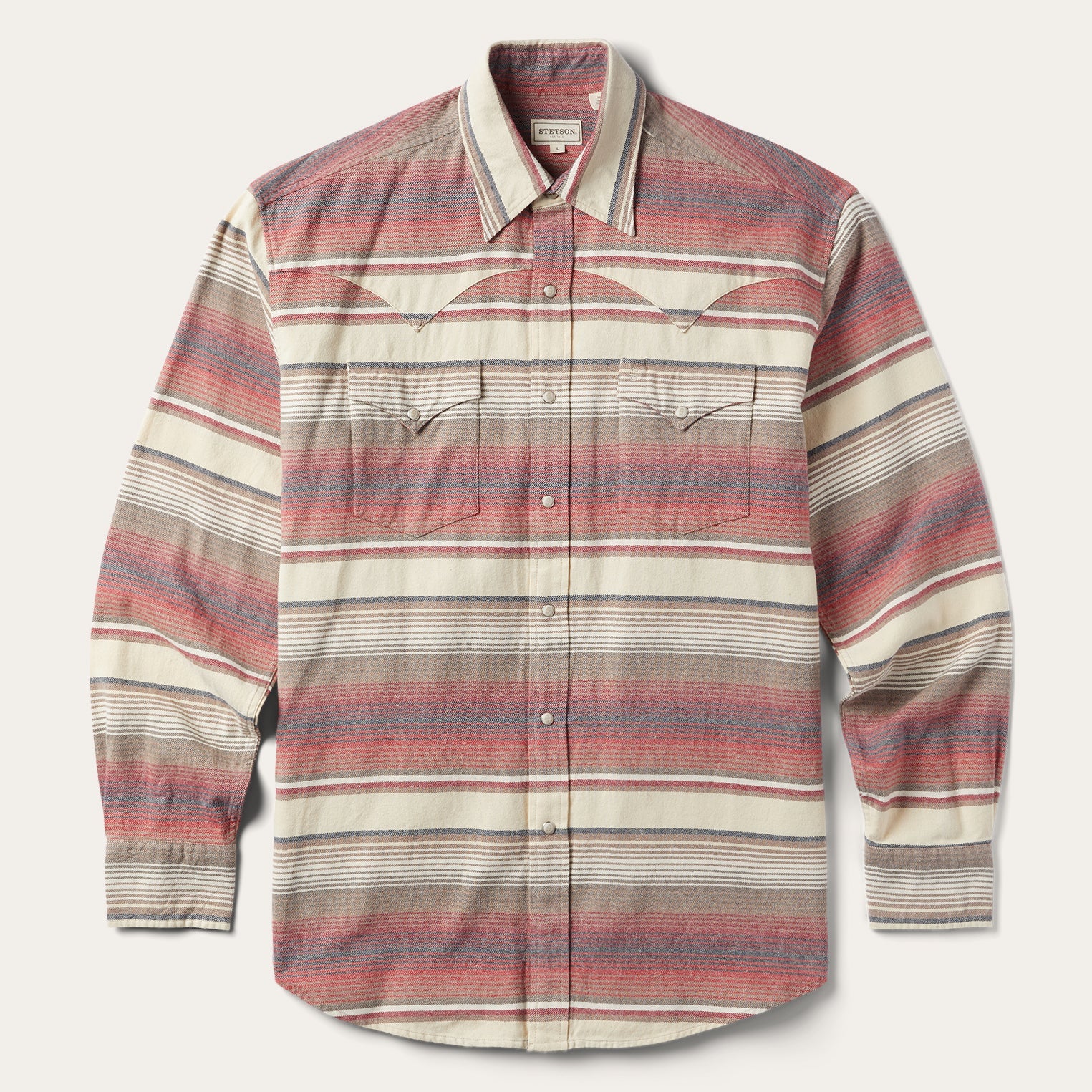 Brushed Twill Striped Shirt | Stetson Red