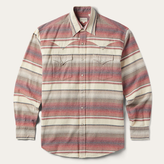 Brushed Twill Striped Shirt | Stetson Red