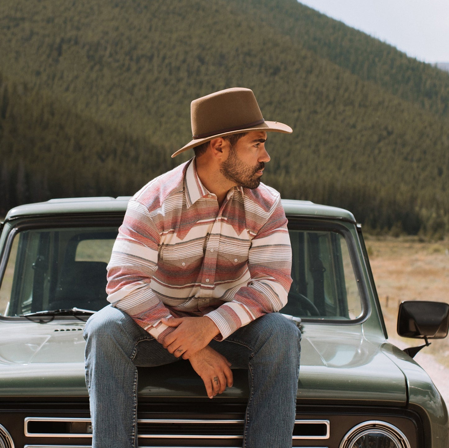 Brushed Twill Striped Shirt | Stetson Red