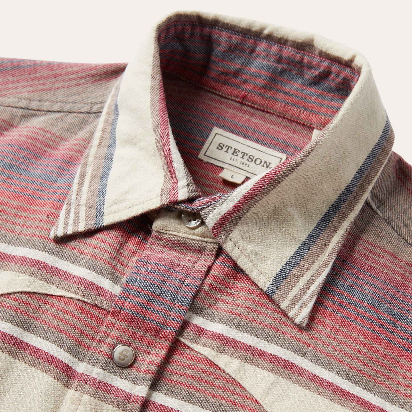 Brushed Twill Striped Shirt | Stetson Red