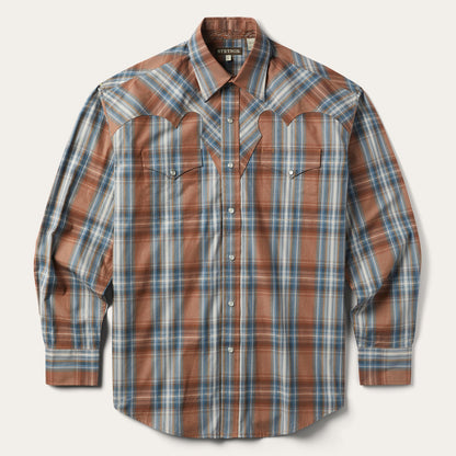 Rustic Plaid Western Shirt | Stetson Brown