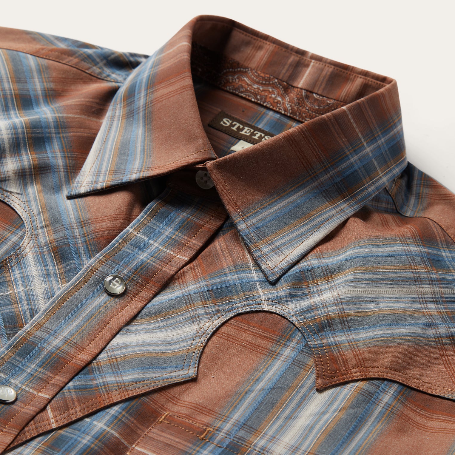 Rustic Plaid Western Shirt | Stetson Brown