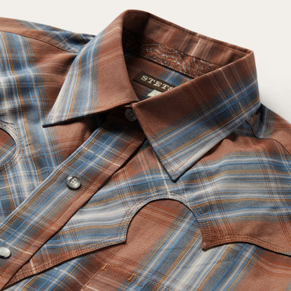 Rustic Plaid Western Shirt | Stetson Brown