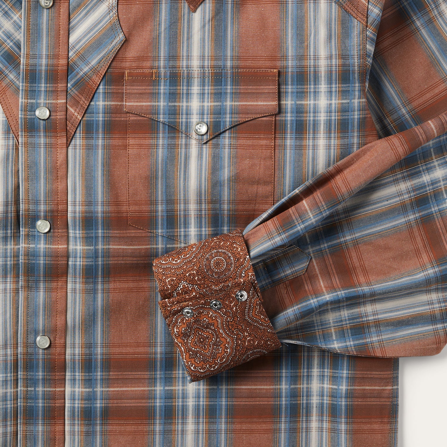 Rustic Plaid Western Shirt | Stetson Brown