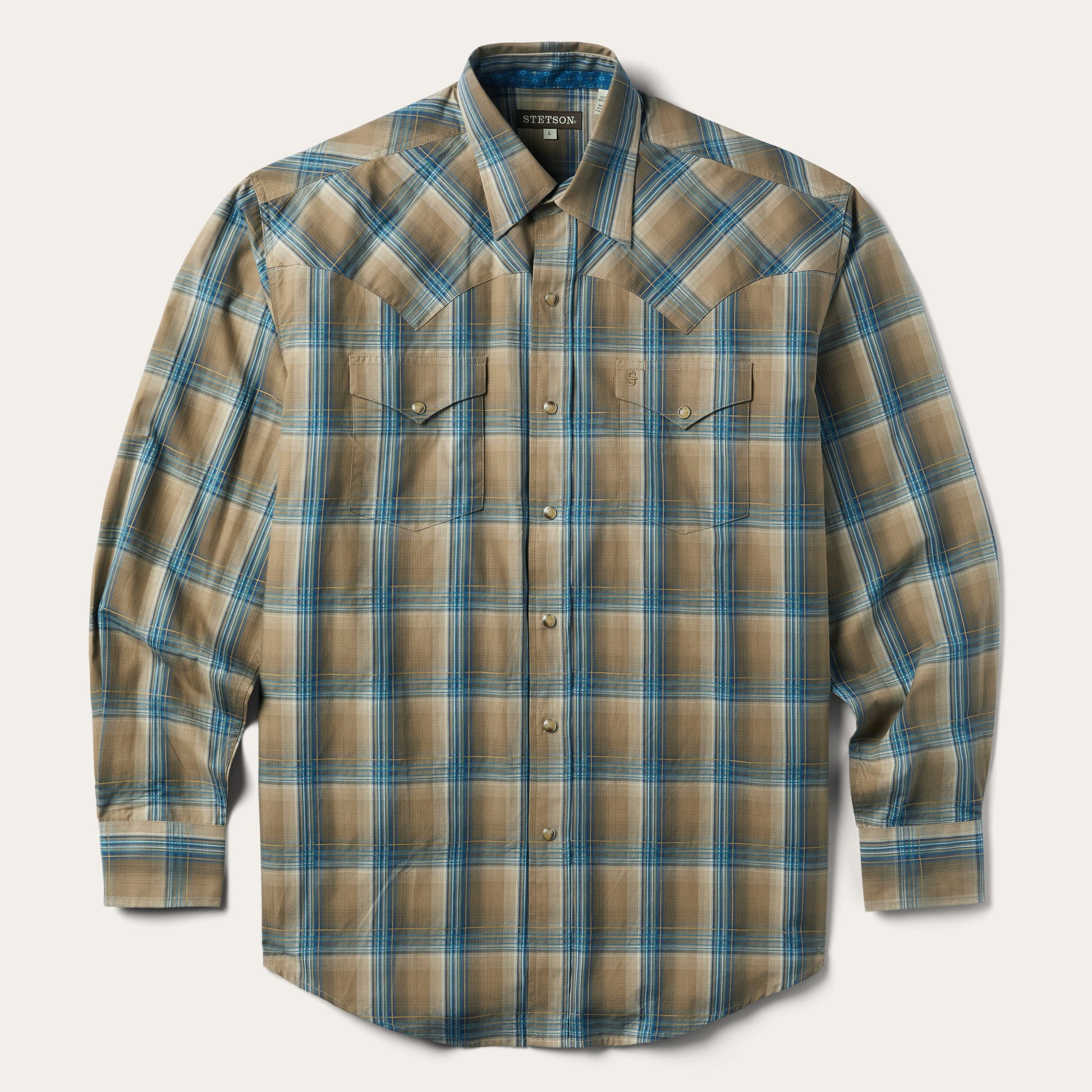 Khaki Ombre Plaid Shirt | Stetson Brown