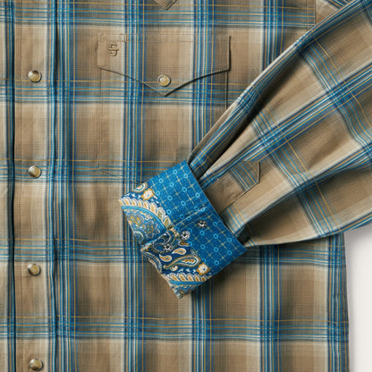 Khaki Ombre Plaid Shirt | Stetson Brown