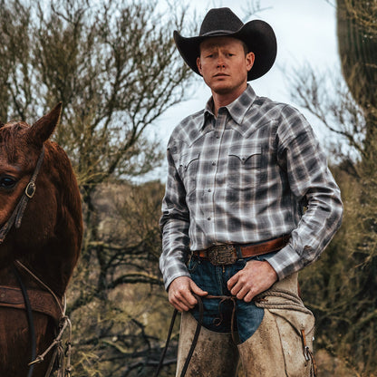 Dobby Twill Plaid Shirt | Stetson Brown