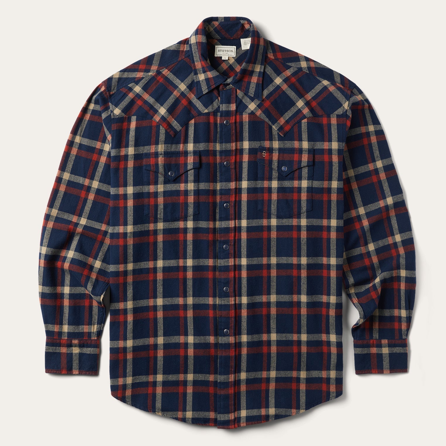 Brushed Twill Plaid Shirt | Stetson Blue