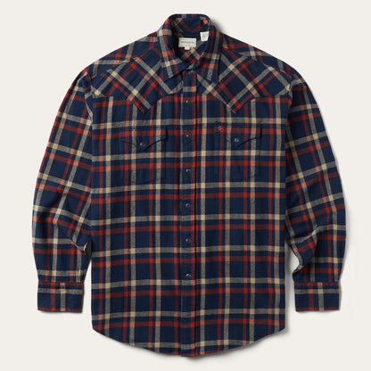Brushed Twill Plaid Shirt | Stetson Blue