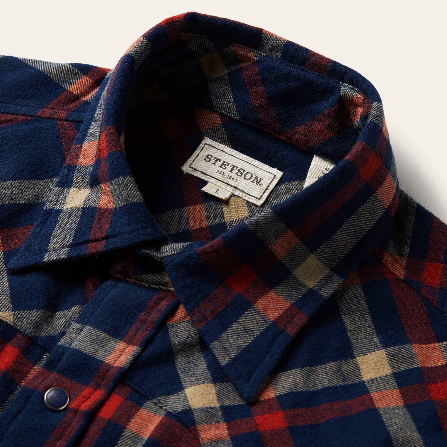 Brushed Twill Plaid Shirt | Stetson Blue