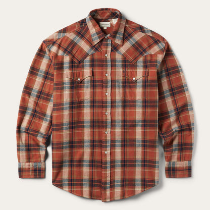 Brushed Twill Plaid Shirt | Stetson Orange