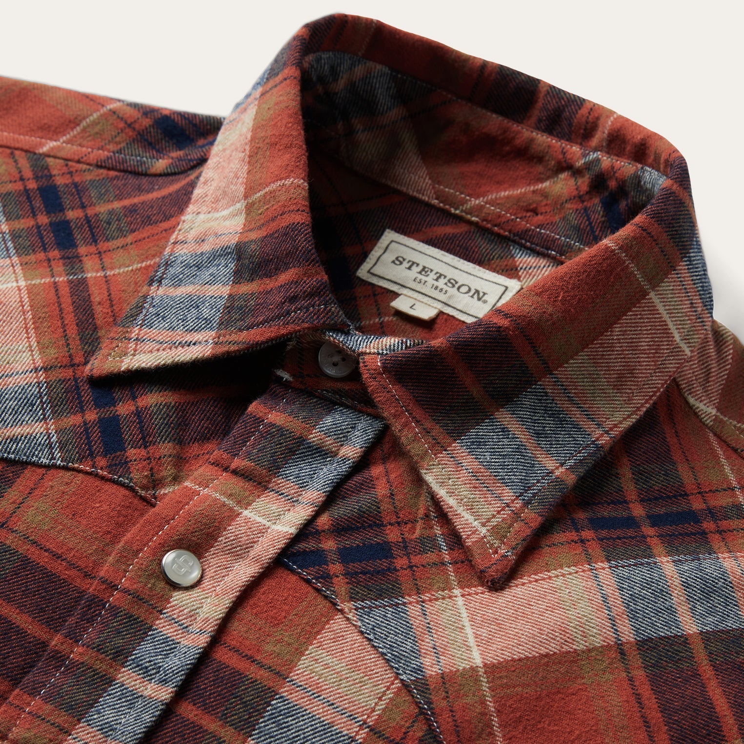 Brushed Twill Plaid Shirt | Stetson Orange