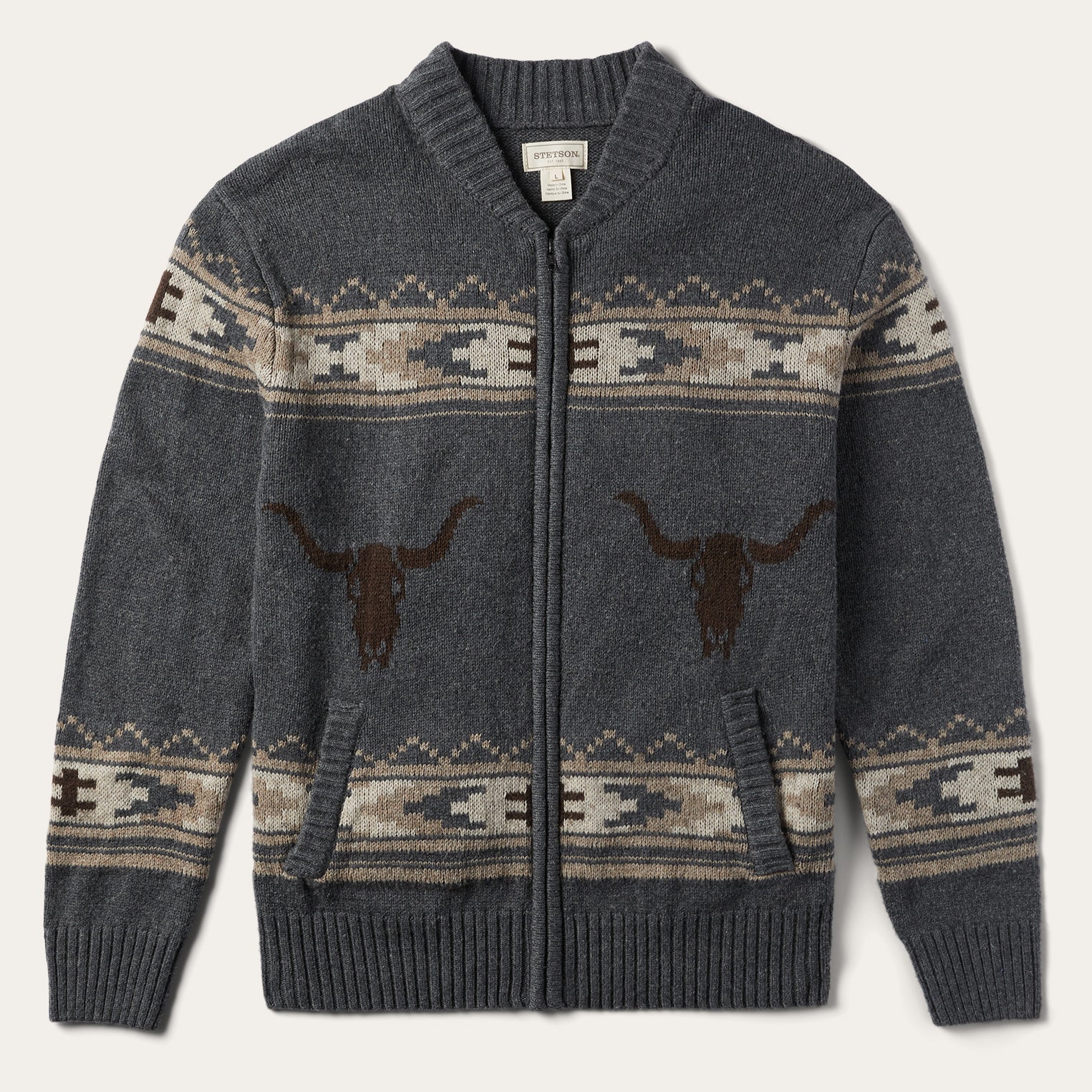 Longhorn Cardigan | Stetson Grey