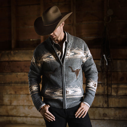 Longhorn Cardigan | Stetson Grey