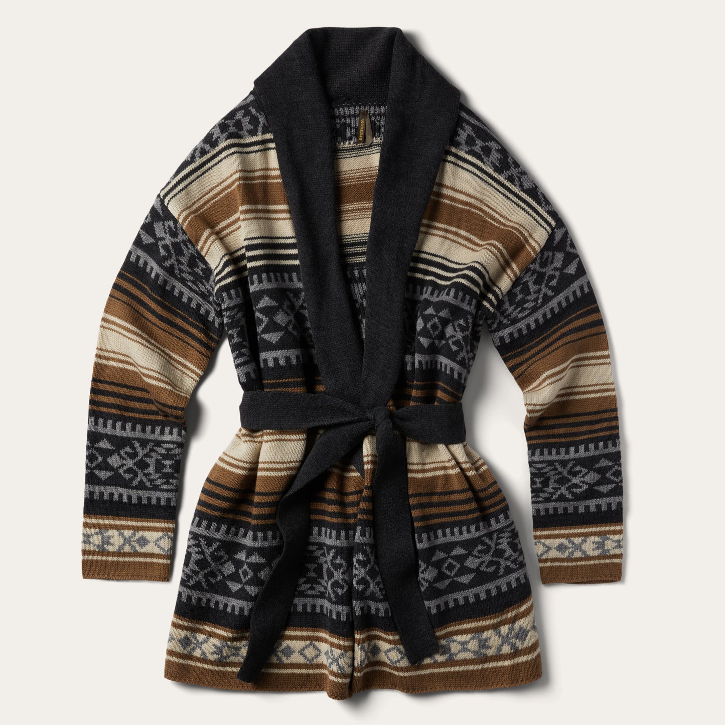 Brown Serape Belted Cardigan | Stetson Brown