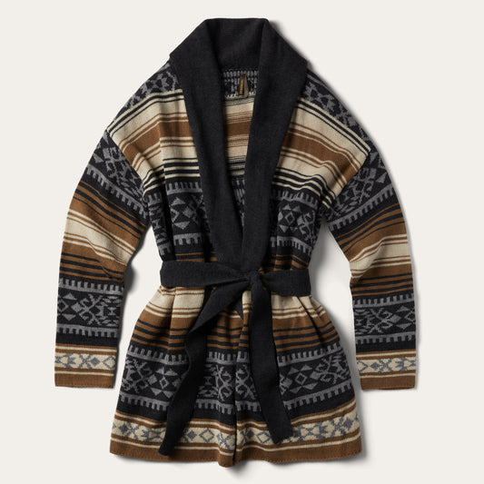 Brown Serape Belted Cardigan | Stetson Brown