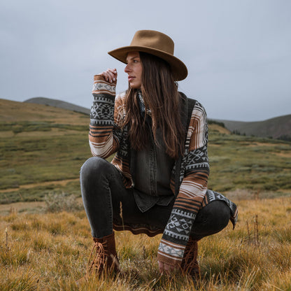 Brown Serape Belted Cardigan | Stetson Brown