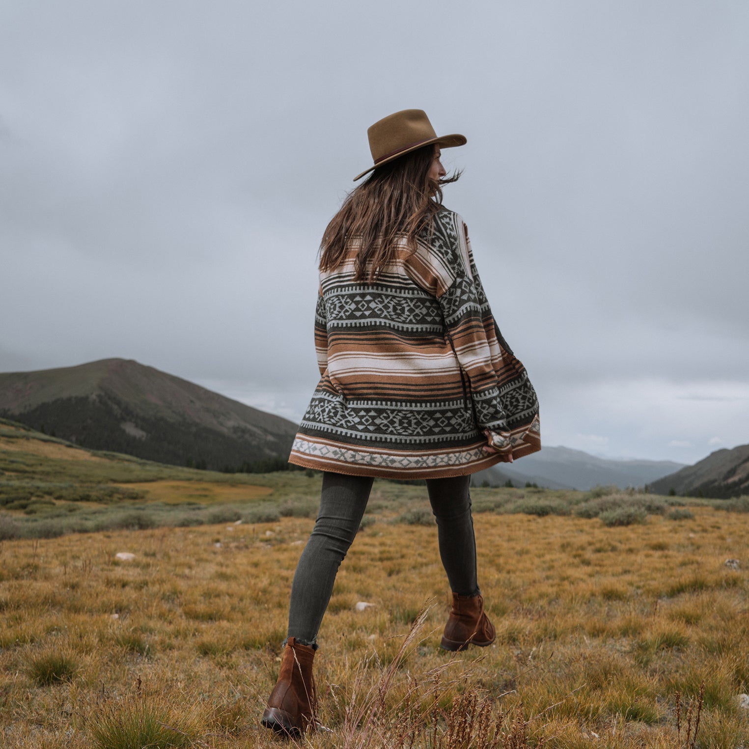 Brown Serape Belted Cardigan | Stetson Brown