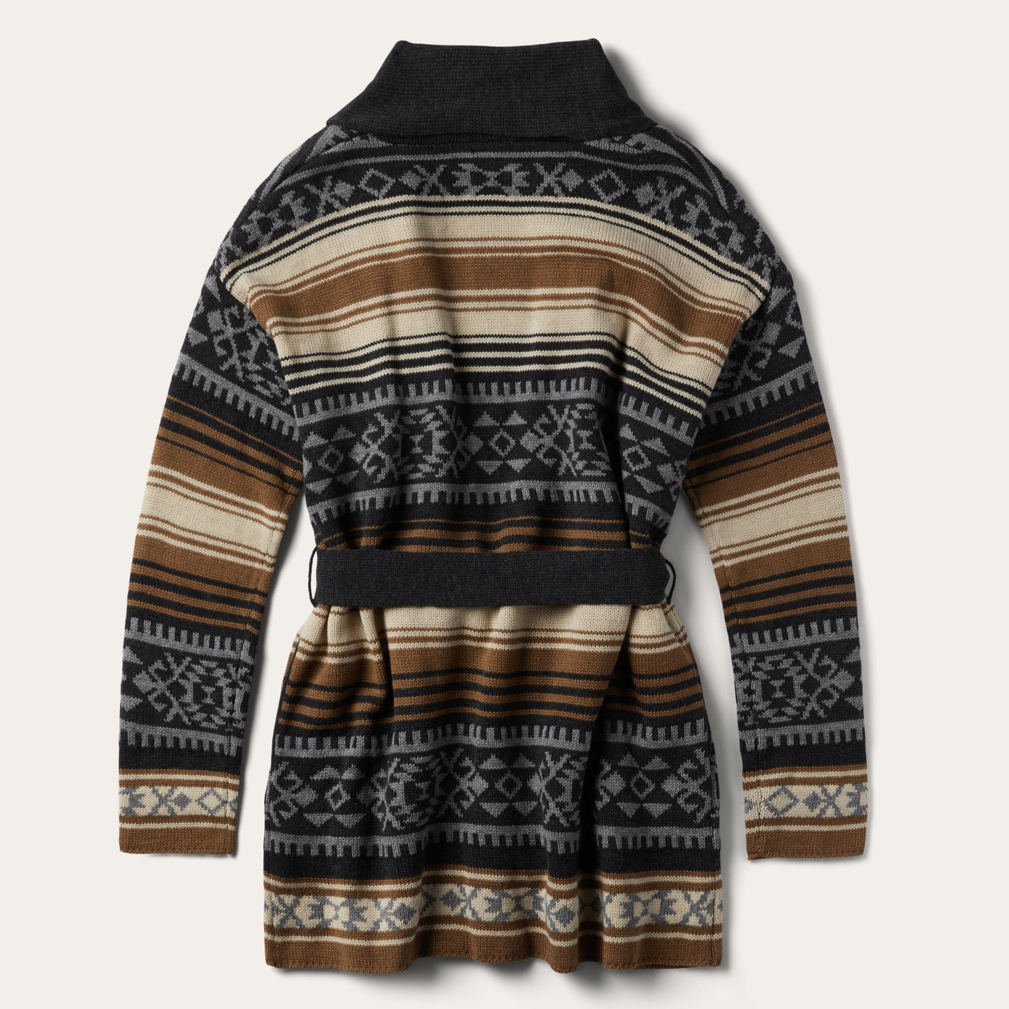 Brown Serape Belted Cardigan | Stetson Brown
