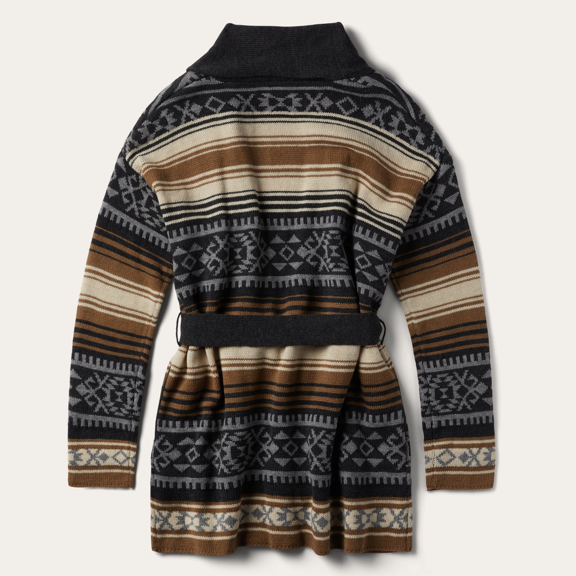 Brown Serape Belted Cardigan | Stetson Brown