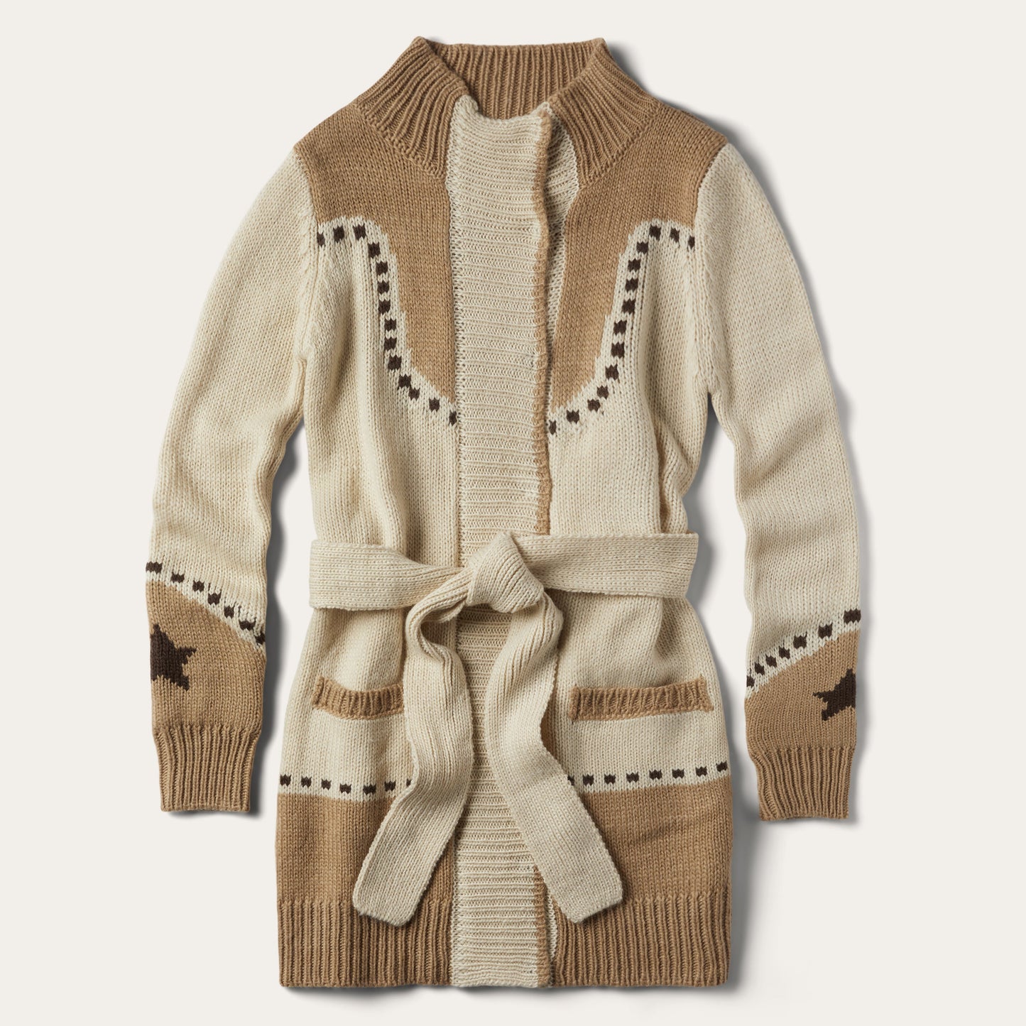 Horseshoe & Star Belted Cardigan | Stetson White