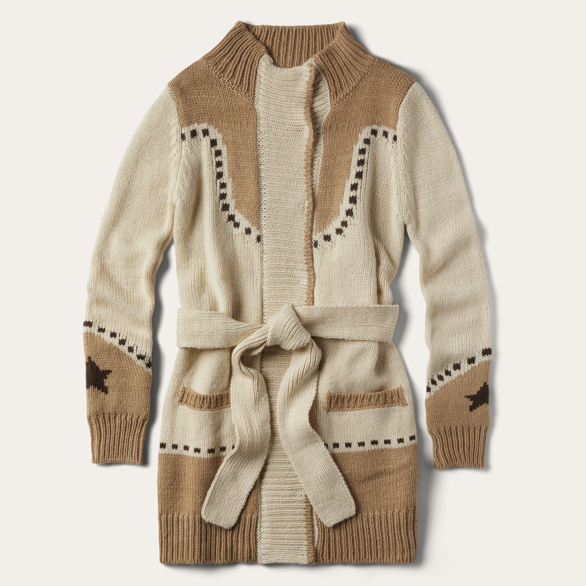 Horseshoe & Star Belted Cardigan | Stetson White