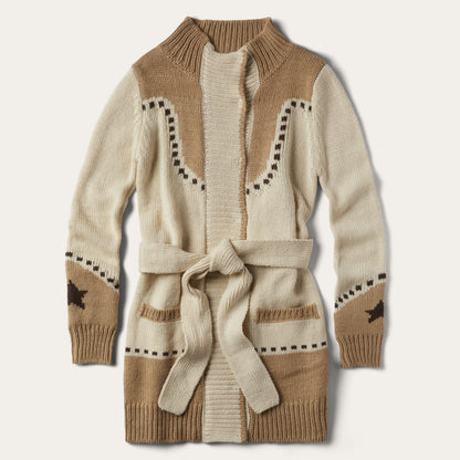 Horseshoe & Star Belted Cardigan | Stetson White