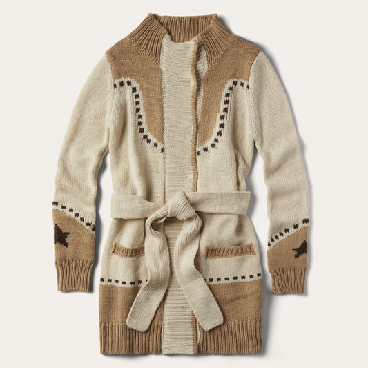 Horseshoe & Star Belted Cardigan | Stetson White