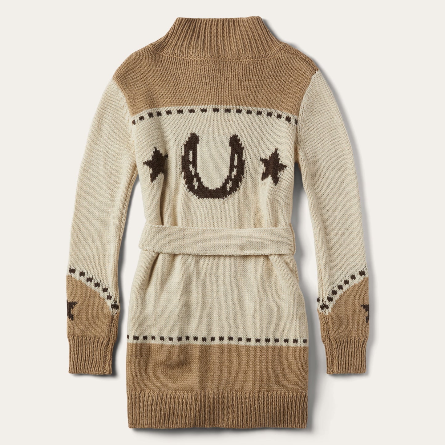 Horseshoe & Star Belted Cardigan | Stetson White
