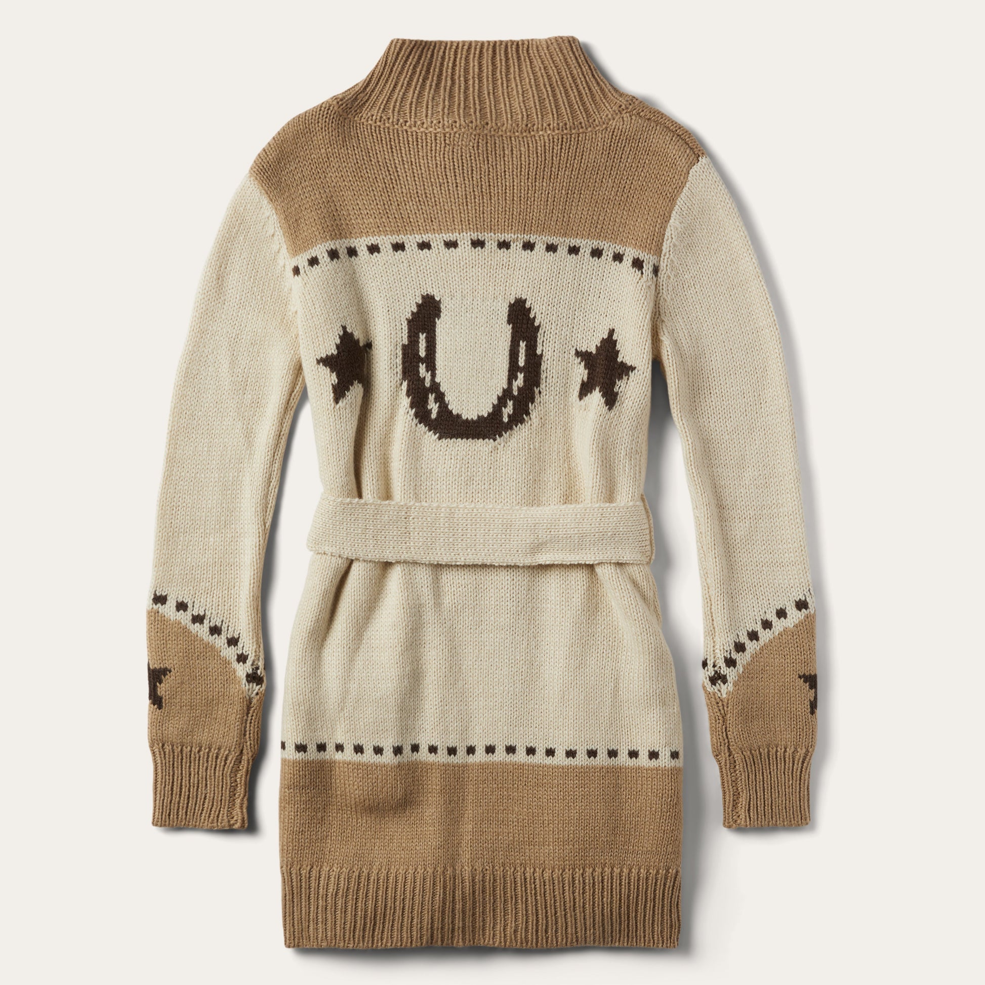 Horseshoe & Star Belted Cardigan | Stetson White