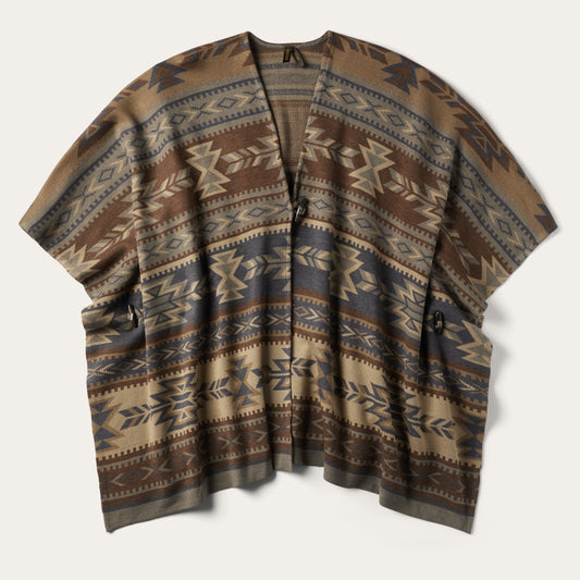 Aztec Print Sweater Poncho | Stetson Multi
