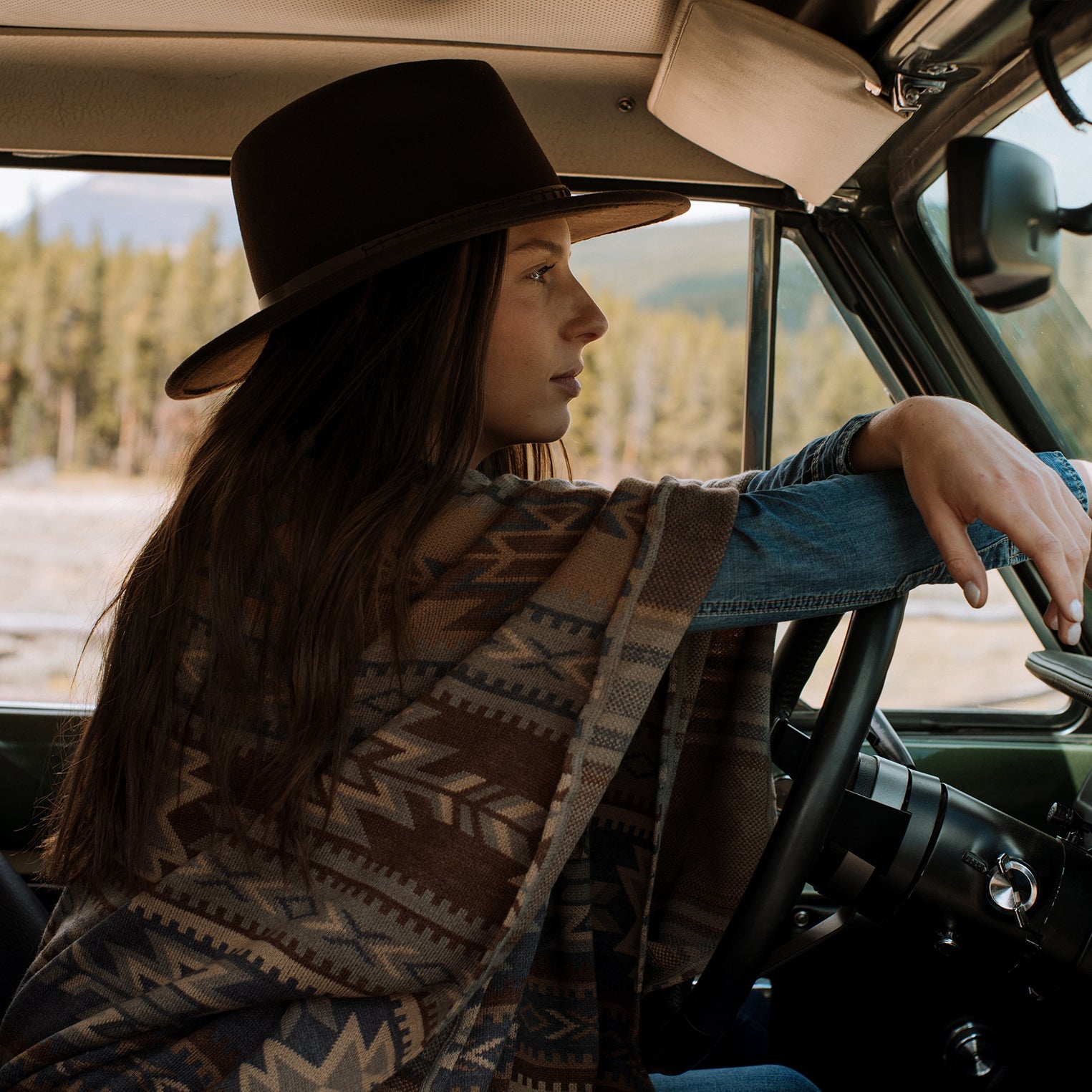 Aztec Print Sweater Poncho | Stetson Multi