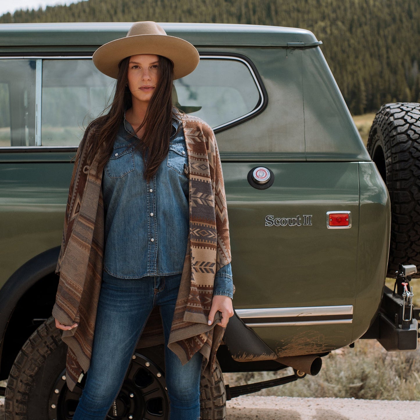 Aztec Print Sweater Poncho | Stetson Multi