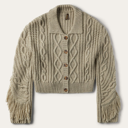 Cream Fringed Cardigan | Stetson Tan