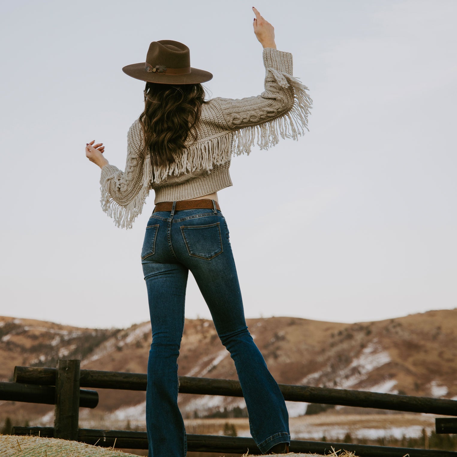 Cream Fringed Cardigan | Stetson Tan