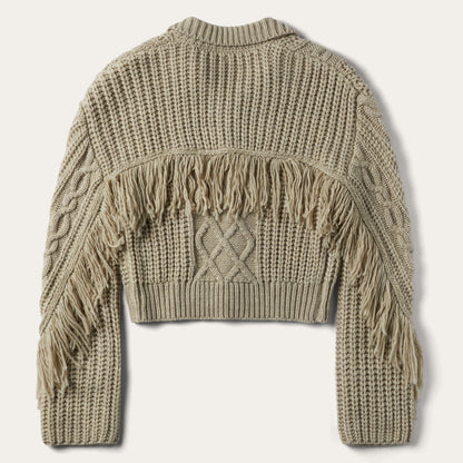 Cream Fringed Cardigan | Stetson Tan