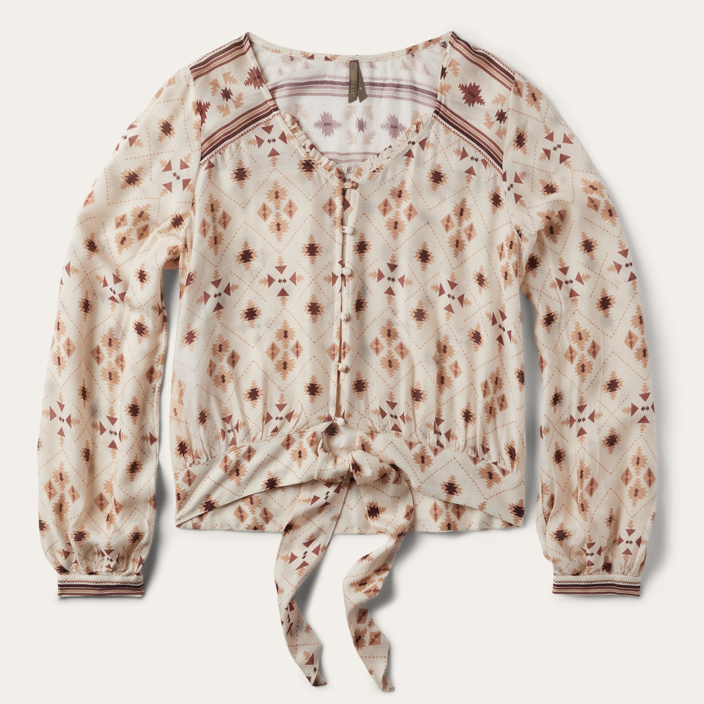Gaucho Print Herringbone Blouse | Stetson White