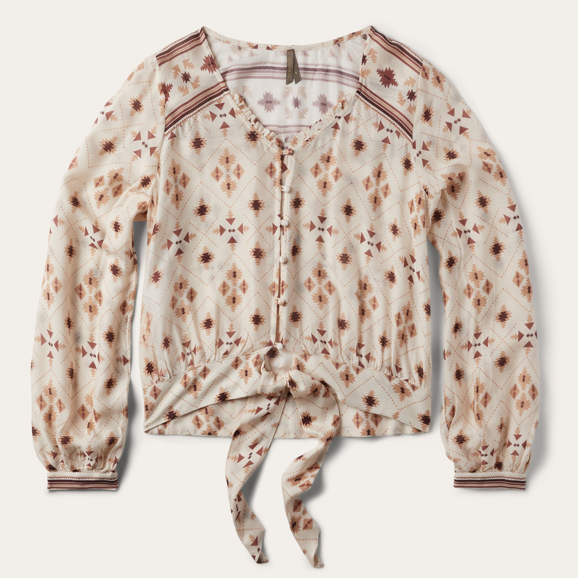 Gaucho Print Herringbone Blouse | Stetson White