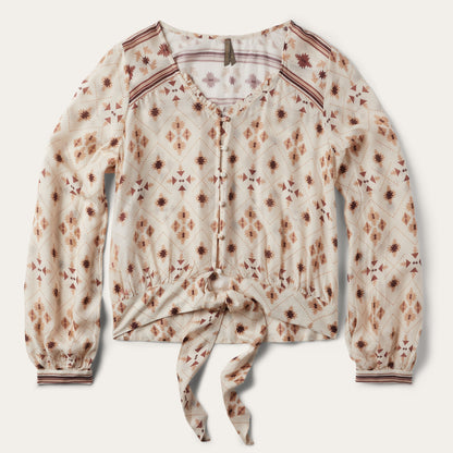 Gaucho Print Herringbone Blouse | Stetson White