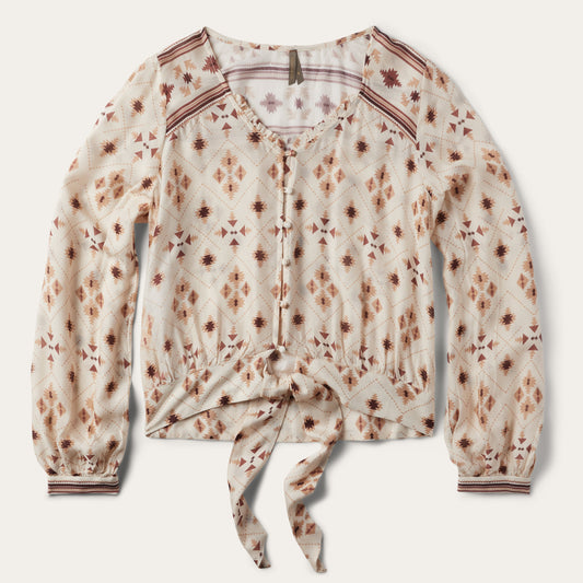 Gaucho Print Herringbone Blouse | Stetson White