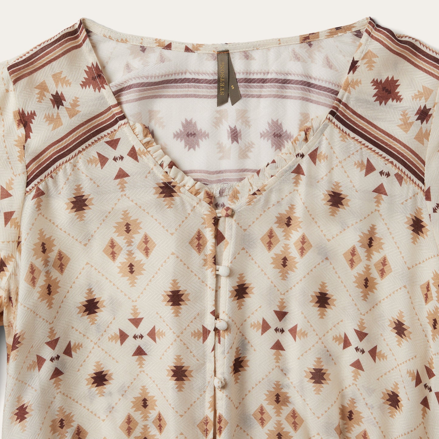 Gaucho Print Herringbone Blouse | Stetson White