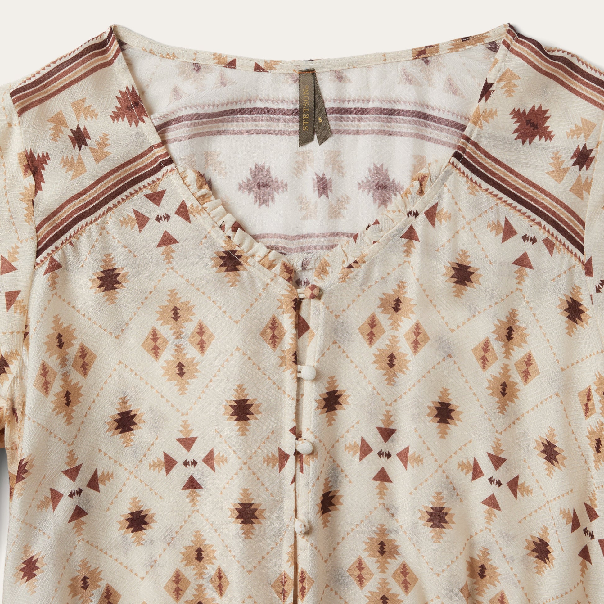 Gaucho Print Herringbone Blouse | Stetson White